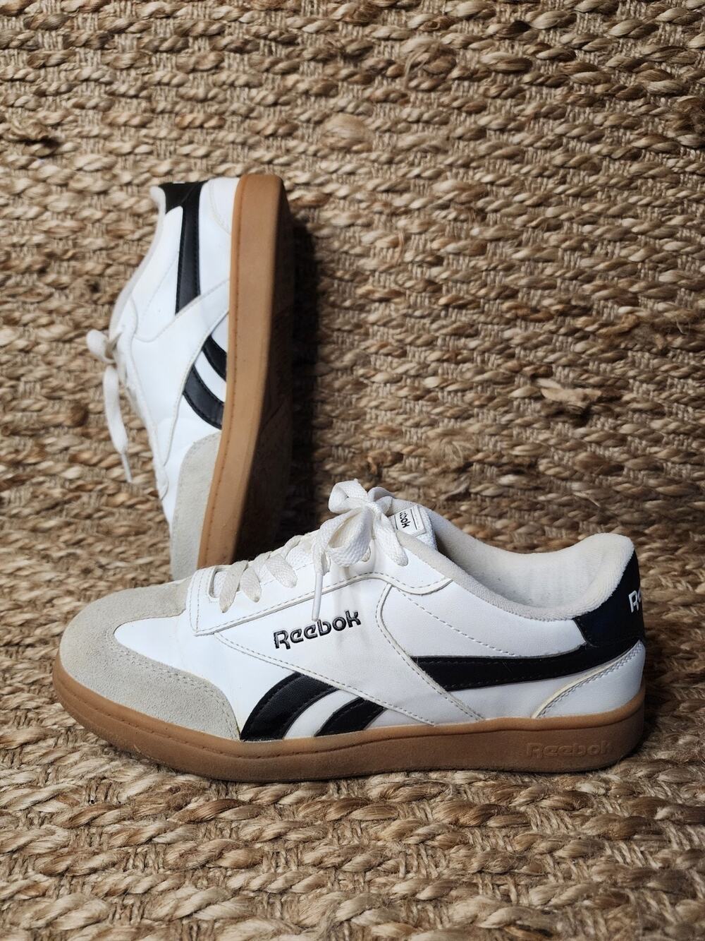 Reebok Smash Edge S White Black Gum Unisex Casual Shoes Big Kids Boys Size 6K